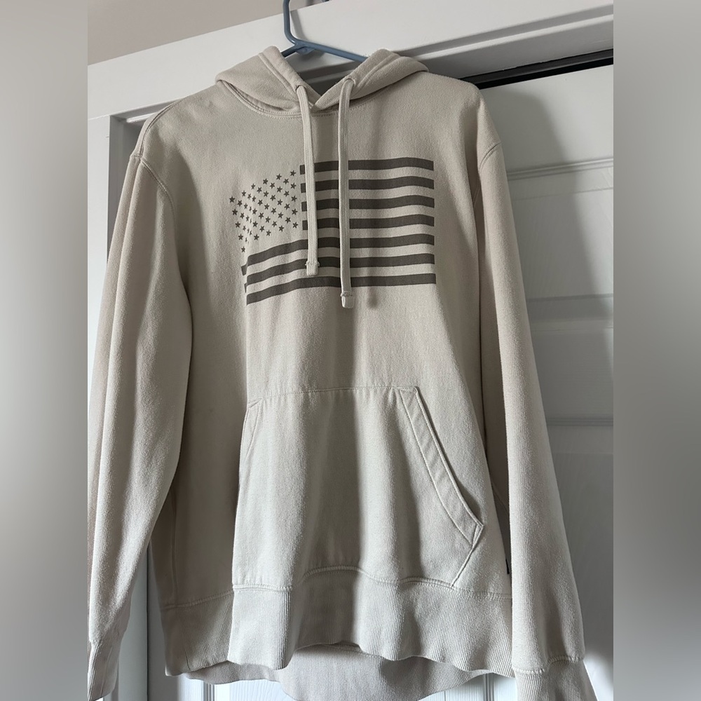 Men's Beige Hoodie with Flag Design